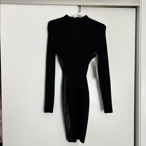 Madden Girl Black Long-Sleeve Ribbed Bodycon Dress